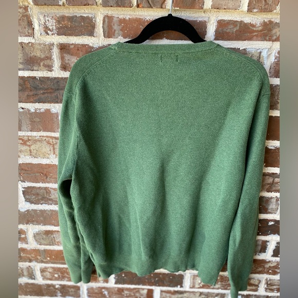 J. Crew Green 100% Cotton Crewneck Sweater In Garter Stitch Size Large - Picture 2 of 10